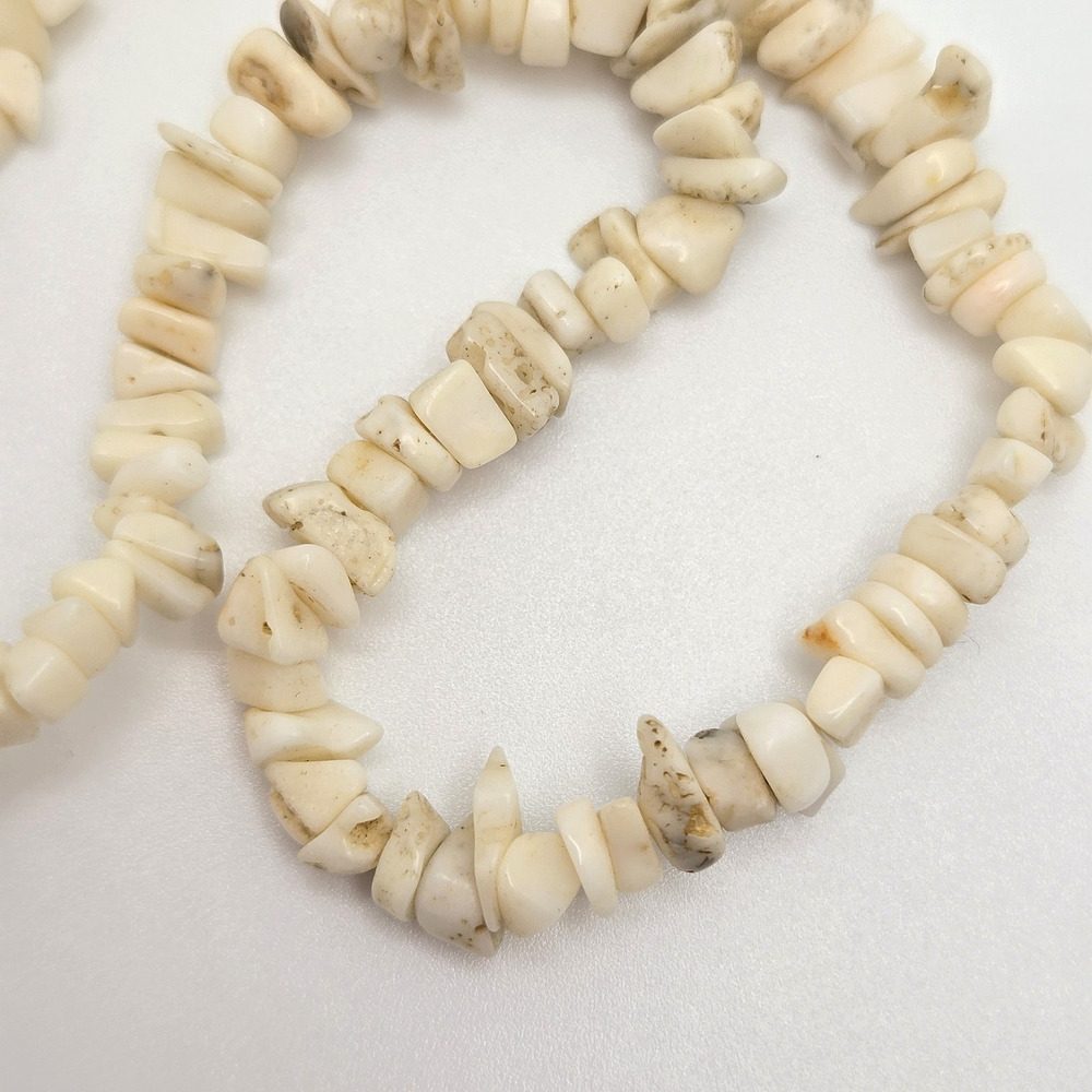 Vintage Shell Necklace White Coral Natural Beads Surfer Beach Tropical Boho 16" - Picture 5 of 12